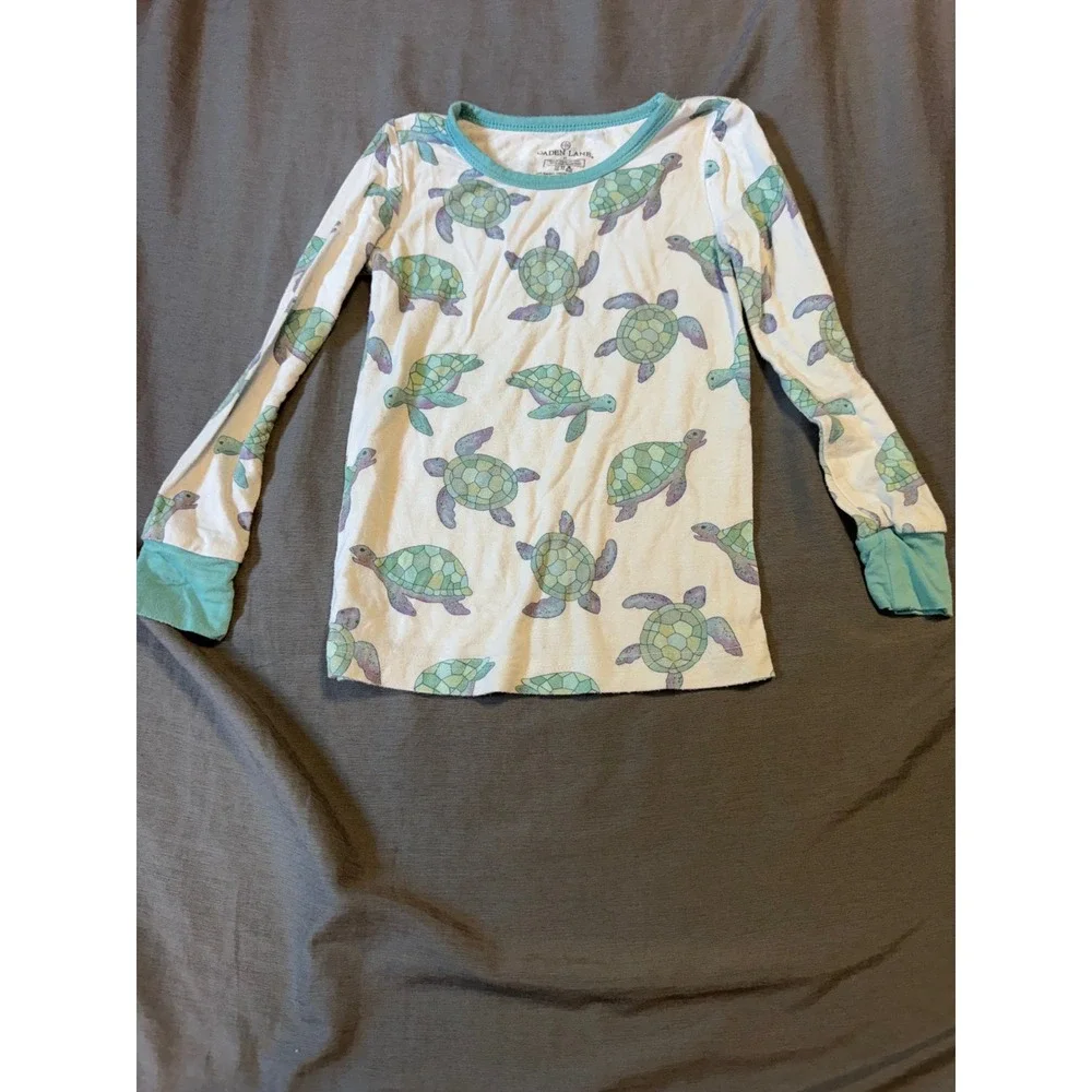 Caden Lane Sea Turtle Bamboo Viscose Long Sleeve Pajama Top Kids 3T White Aqua